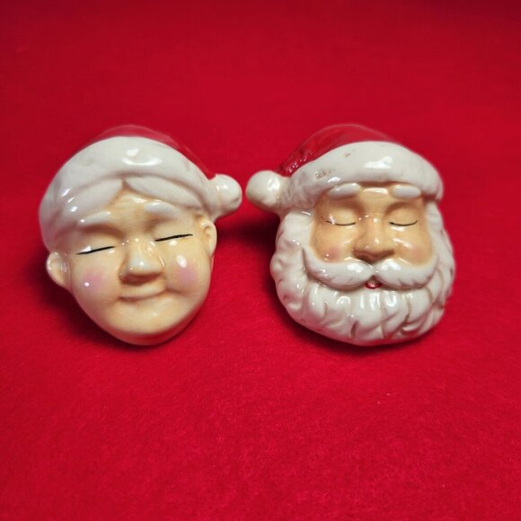 Santa Head Salt and Pepper Shakers Christmas Mrs Santa and Santa - Picture 8 of 13